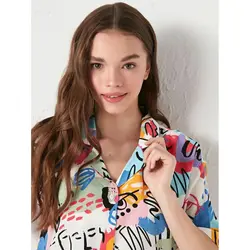 خرید شومیز آستین کوتاه زنانه ال سی وایکیکی کد 83109 | بانی استایل