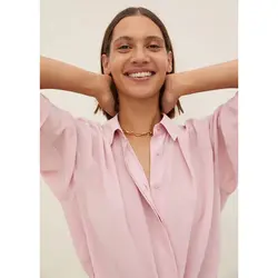 خرید شومیز ابریشم آستین بلند زنانه منگو کد 67650 | فروشگاه اینترنتی بانی استایل