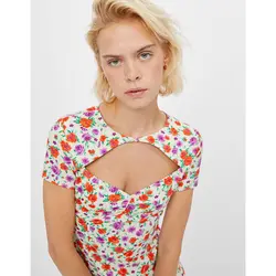 خرید پیراهن کوتاه گلدار زنانه برشکا کد 66325 | فروشگاه اینترنتی بانی استایل