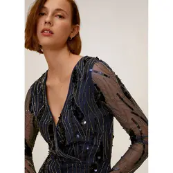 خرید پیراهن بلند پولکی زنانه منگو کد 68300 | فروشگاه اینترنتی بانی استایل