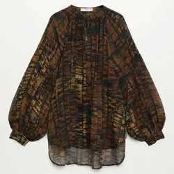 خرید بلوز طرح دار زنانه منگو کد 67234 | فروشگاه اینترنتی بانی استایل