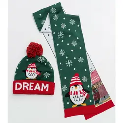 ست کلاه و شال گردن طرح کریسمس دخترانه ال سی وایکیکی کد 55225