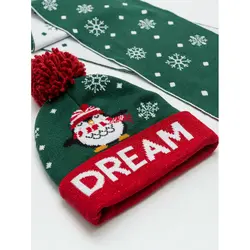 ست کلاه و شال گردن طرح کریسمس دخترانه ال سی وایکیکی کد 55225