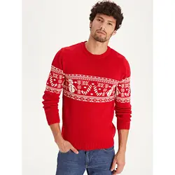 خرید پلیور طرح کریسمس مردانه ال سی وایکیکی کد 55351 | بانی استایل