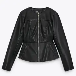 خرید کاپشن چرم زنانه زارا کد 47802 | فروشگاه اینترنتی بانی استایل