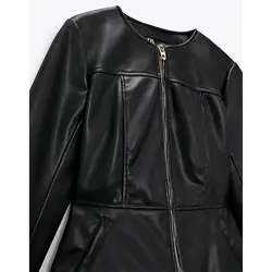 خرید کاپشن چرم زنانه زارا کد 47802 | فروشگاه اینترنتی بانی استایل