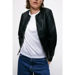 خرید کاپشن چرم زنانه زارا کد 47802 | فروشگاه اینترنتی بانی استایل