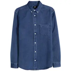 خرید پیراهن جین آستین بلند مردانه اچ اند ام کد 36609 | فروشگاه اینترنتی بانی استایل