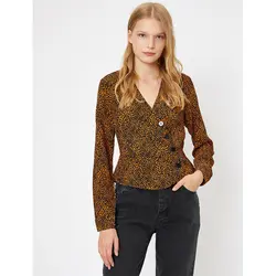 خرید شومیز یقه هفت طرح دار زنانه کوتون کد 12290 | فروشگاه اینترنتی بانی استایل