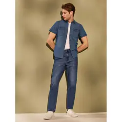 خرید پیراهن جین آستین کوتاه مردانه ال سی وایکیکی کد 14267 | فروشگاه اینترنتی بانی استایل