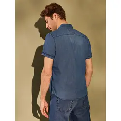 خرید پیراهن جین آستین کوتاه مردانه ال سی وایکیکی کد 14267 | فروشگاه اینترنتی بانی استایل