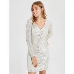 خرید پیراهن ساتن پولکی یقه هفت ال سی وایکیکی کد 10790 | فروشگاه اینترنتی بانی استایل