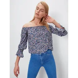 خرید بلوز گلدار یقه باز زنانه ال سی وایکیکی کد 10611 | فروشگاه اینترنتی بانی استایل