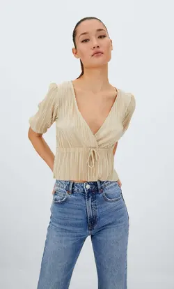 خرید بلوز پلیسه زنانه استرادیواریوس کد 231654 | بانی استایل