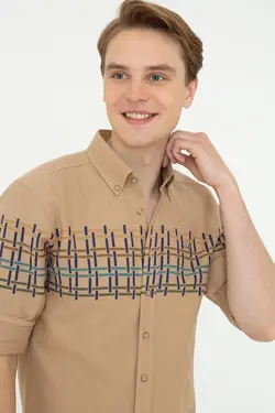 خرید پیراهن طرح دار مردانه یو اس پولو کد 229093 | بانی استایل