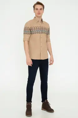 خرید پیراهن طرح دار مردانه یو اس پولو کد 229093 | بانی استایل