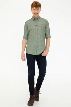 خرید پیراهن طرح دار مردانه یو اس پولو کد 228573 | بانی استایل