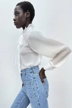 خرید بلوز پاپیون دار زنانه زارا کد 226223 | بانی استایل