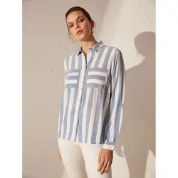 خرید شومیز راه راه زنانه ال سی وایکیکی کد 82940 | فروشگاه اینترنتی بانی استایل