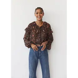 خرید بلوز گلدار زنانه منگو کد 67570 | فروشگاه اینترنتی بانی استایل