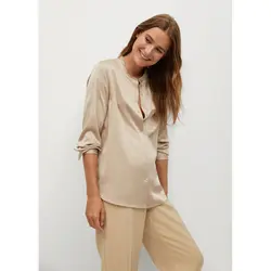 خرید شومیز یقه گرد ساتن زنانه منگو کد 67336 | فروشگاه اینترنتی بانی استایل