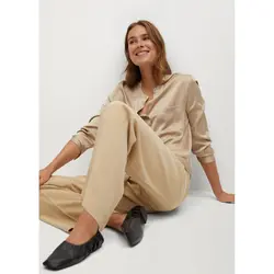 خرید شومیز یقه گرد ساتن زنانه منگو کد 67336 | فروشگاه اینترنتی بانی استایل