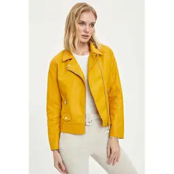 خرید کاپشن چرم زنانه دفکتو کد 44914 | فروشگاه اینترنتی بانی استایل