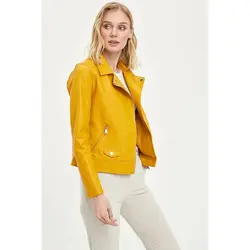 خرید کاپشن چرم زنانه دفکتو کد 44914 | فروشگاه اینترنتی بانی استایل