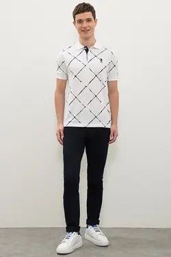 خرید پولوشرت طرح دار مردانه یو اس پولو کد 236005 | بانی استایل