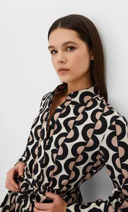 خرید پیراهن طرح دار زنانه استرادیواریوس کد 244428 | بانی استایل