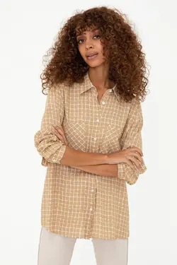 خرید شومیز چهارخانه زنانه یو اس پولو کد 246834 | بانی استایل