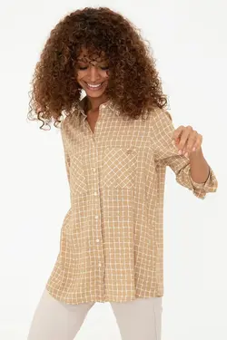 خرید شومیز چهارخانه زنانه یو اس پولو کد 246834 | بانی استایل