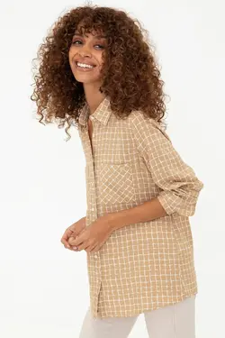 خرید شومیز چهارخانه زنانه یو اس پولو کد 246834 | بانی استایل