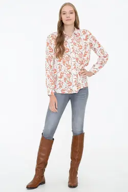 خرید شومیز طرح دار زنانه یو اس پولو کد 246816 | بانی استایل