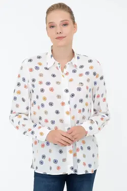 خرید شومیز طرح دار زنانه یو اس پولو کد 246814 | بانی استایل