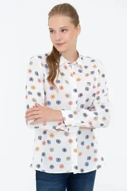 خرید شومیز طرح دار زنانه یو اس پولو کد 246814 | بانی استایل