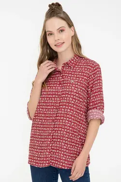 خرید شومیز طرح دار زنانه یو اس پولو کد 246832 | بانی استایل