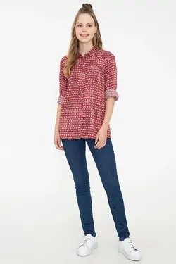 خرید شومیز طرح دار زنانه یو اس پولو کد 246832 | بانی استایل