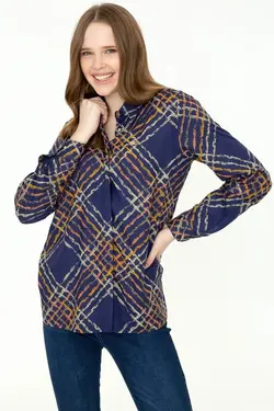 خرید شومیز طرح دار زنانه یو اس پولو کد 246882 | بانی استایل