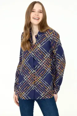 خرید شومیز طرح دار زنانه یو اس پولو کد 246882 | بانی استایل