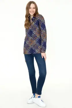 خرید شومیز طرح دار زنانه یو اس پولو کد 246882 | بانی استایل