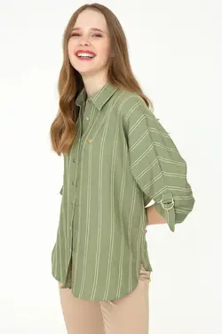 خرید شومیز راه راه زنانه یو اس پولو کد 246880 | بانی استایل