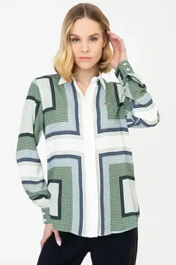 خرید شومیز طرح دار زنانه یو اس پولو کد 246879 | بانی استایل