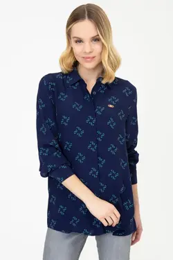 خرید شومیز طرح دار زنانه یو اس پولو کد 246881 | بانی استایل