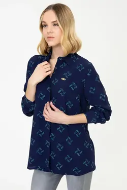 خرید شومیز طرح دار زنانه یو اس پولو کد 246881 | بانی استایل