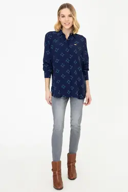 خرید شومیز طرح دار زنانه یو اس پولو کد 246881 | بانی استایل