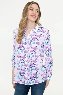 خرید شومیز گلدار زنانه یو اس پولو کد 247238 | بانی استایل