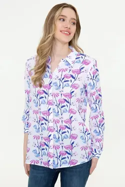 خرید شومیز گلدار زنانه یو اس پولو کد 247238 | بانی استایل