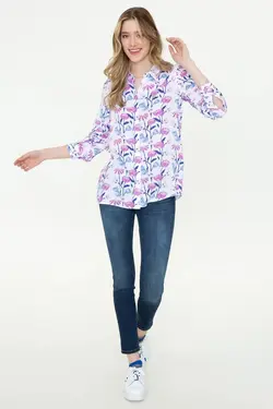 خرید شومیز گلدار زنانه یو اس پولو کد 247238 | بانی استایل