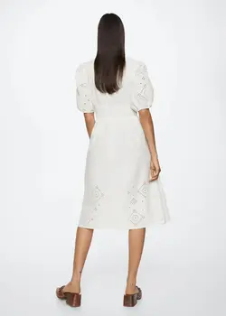 خرید پیراهن نخی میدی زنانه منگو کد 262319 | بانی استایل